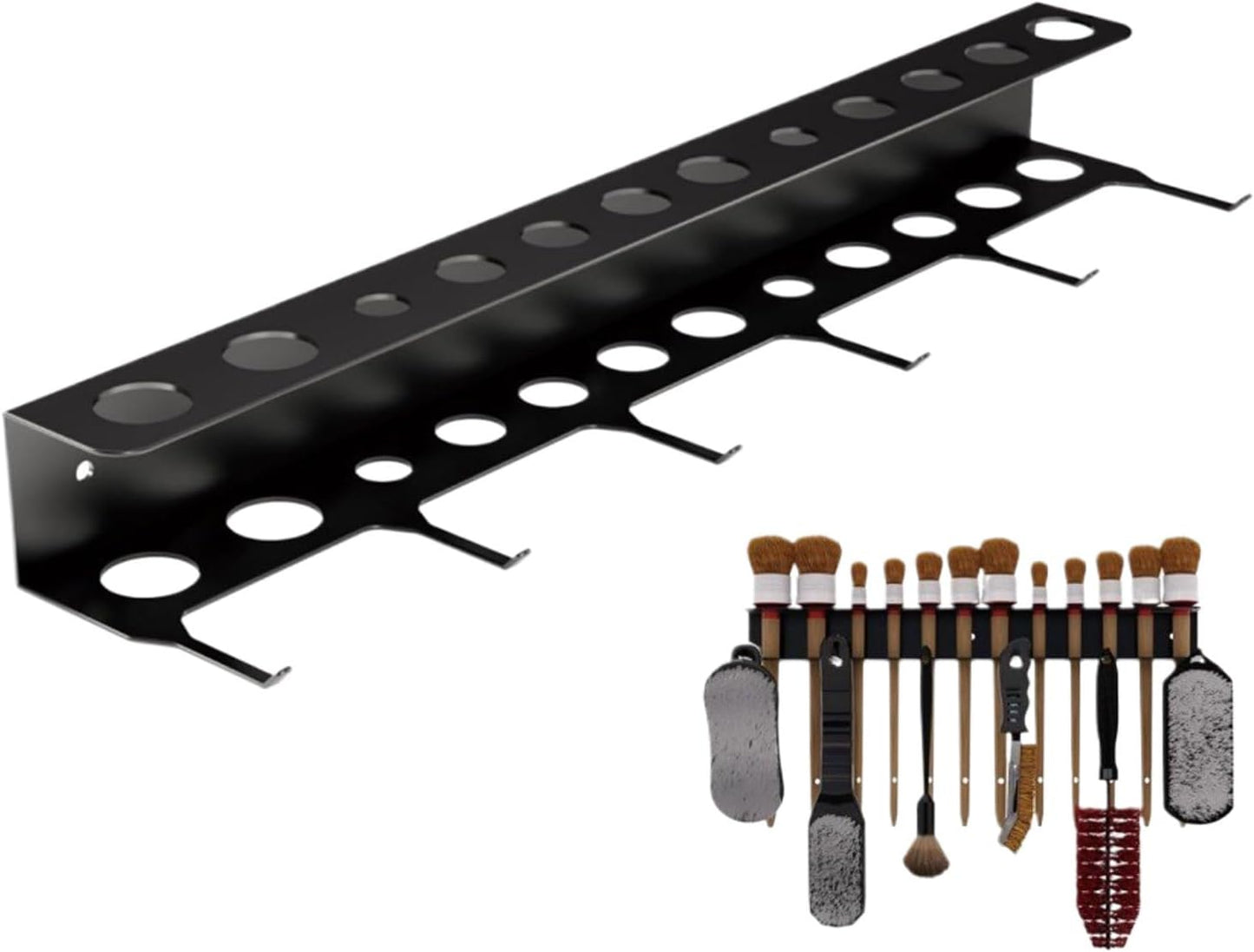 GENERIC Cintre Robuste Pour Brosses - Support à Outils Pour économiser De L'espace - Barre De Rangement De 45,7 X 19,1 Cm Avec Crochets Métal - Organiseur De Lavage De Voiture Avec Construction Solide