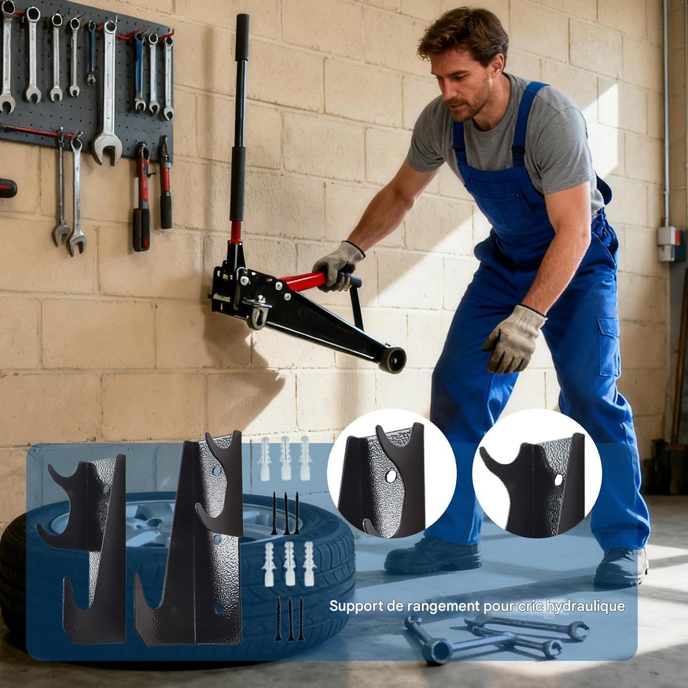 Support De Cric De Sol,Organisateur Robuste Gain De Place,Porte-Supports Pour Cric Hydraulique Roulant | Pour Garage Atelier Abri Maison Salle D Outils Local De Réparation Mécaniciens