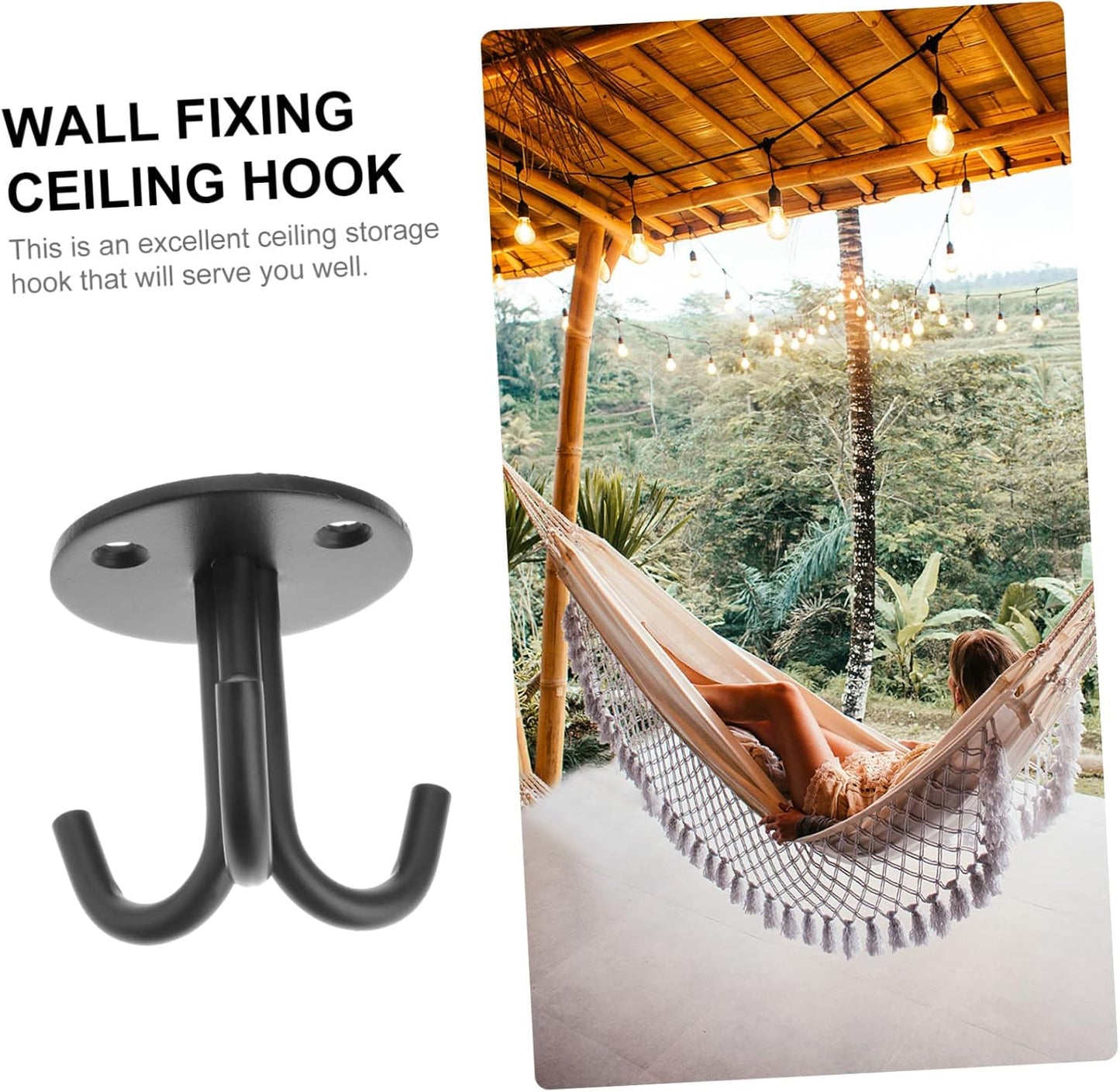 Ciieeo Crochet Support Mural Robuste Et Facile à Installer En Acier Inoxydable 2pcs Noir Suspendre Pour Rangement Plafond Et Décoration D'espace