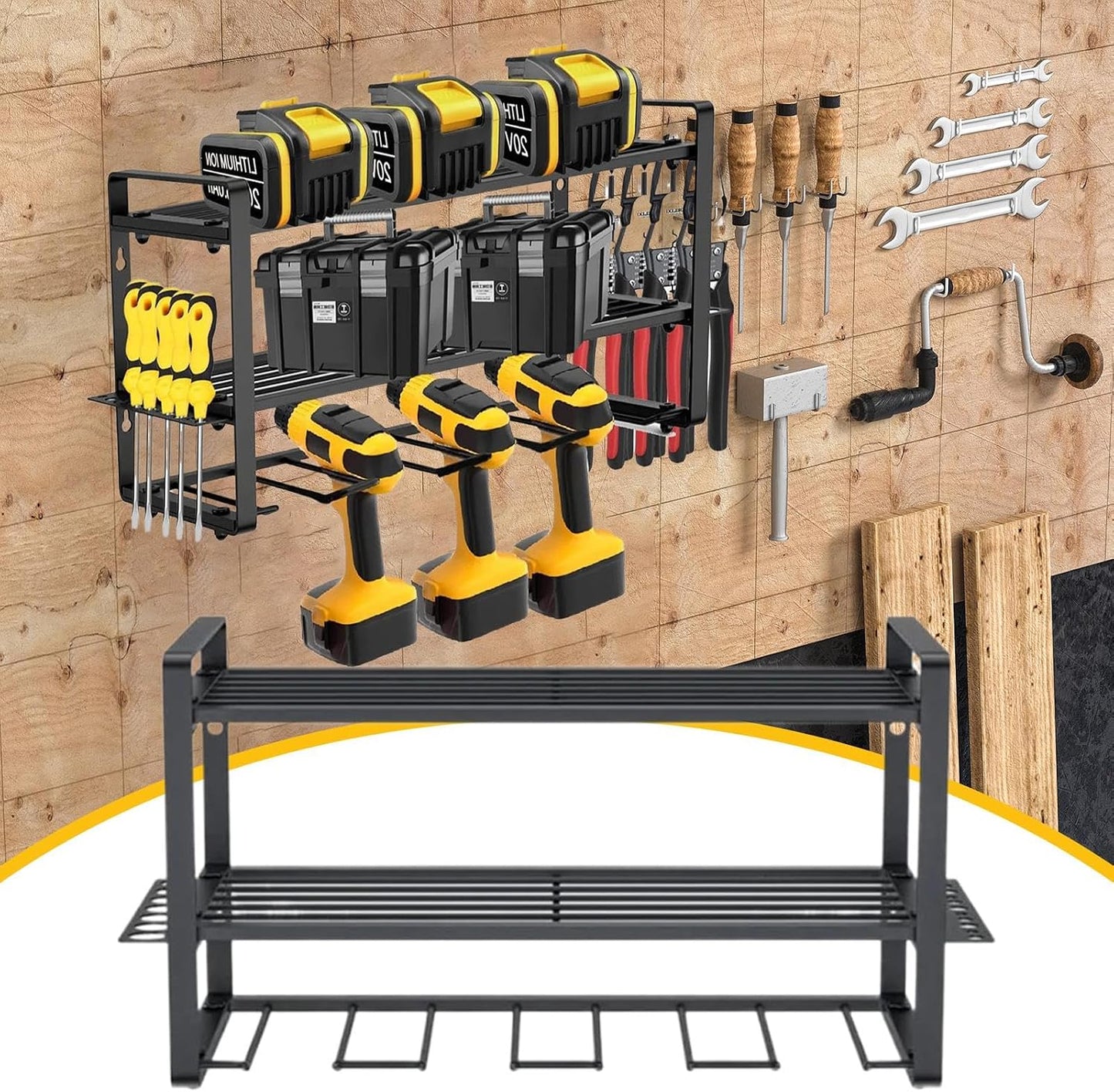 Power Tool Organizer | 3-Layer Wall-Mounted Tool Storage Shelf | Power Tool Organizer Shelf | Modular Heavy-Duty Electric Tool Organizer For Workshop, Shed, And Basement