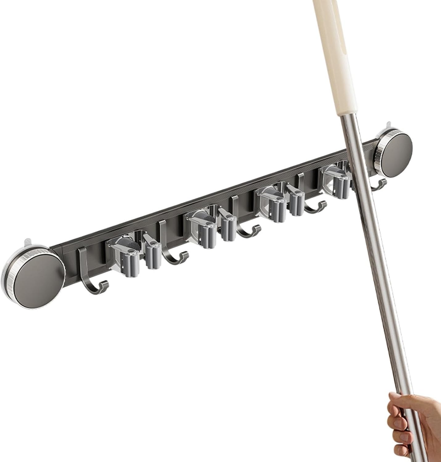  Générique Support Mural Pour Porte-balai – Organisateur à Ventouse Robuste | Support à Outils De Nettoyage Antirouille, Système De Stockage De Vadrouille Peu Encombrant, Solide Et Sécurisé