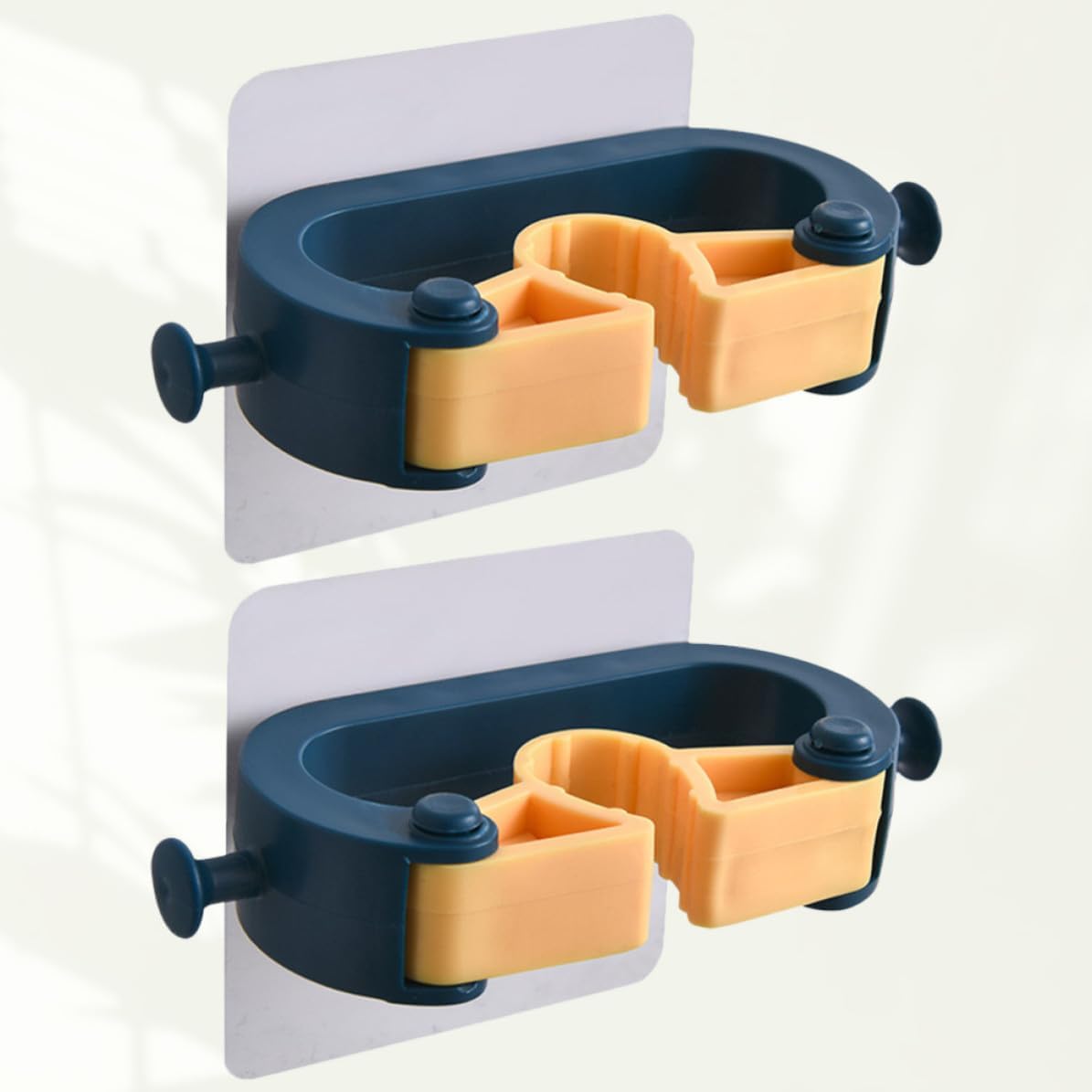  Healeved Support Mural Porte-balai Autocollant 2pcs En Abs Résistant Sans Poinçon Cuisine Et Buanderie, Organiseur Pratique Pour Balais Et Outils De Nettoyage