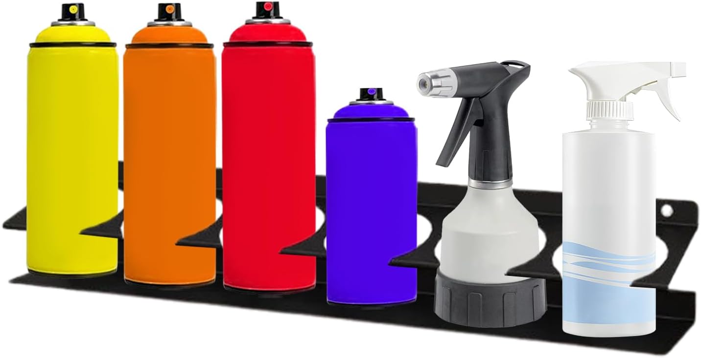 GENERIC Porte-bouteilles – Support Mural Pour Garage, Rangement De Garage, Construction En Acier à Six Emplacements, Rangement De Bombes Aérosoles, Accessoires D'outils Automobiles, Finition En Métal Noir