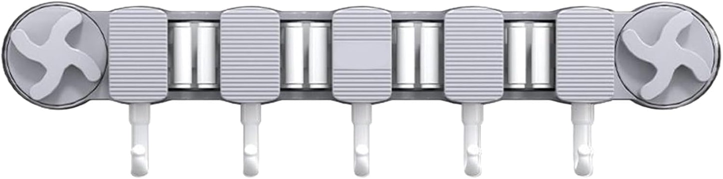  Générique Support De Porte-balais - Rack Rangement D'aspiration Avec 5 Crochets Pour Outils Nettoyage, Organisateur De Services Publics Brosse Gants Gants Serviettes Chiffons, Support Mural