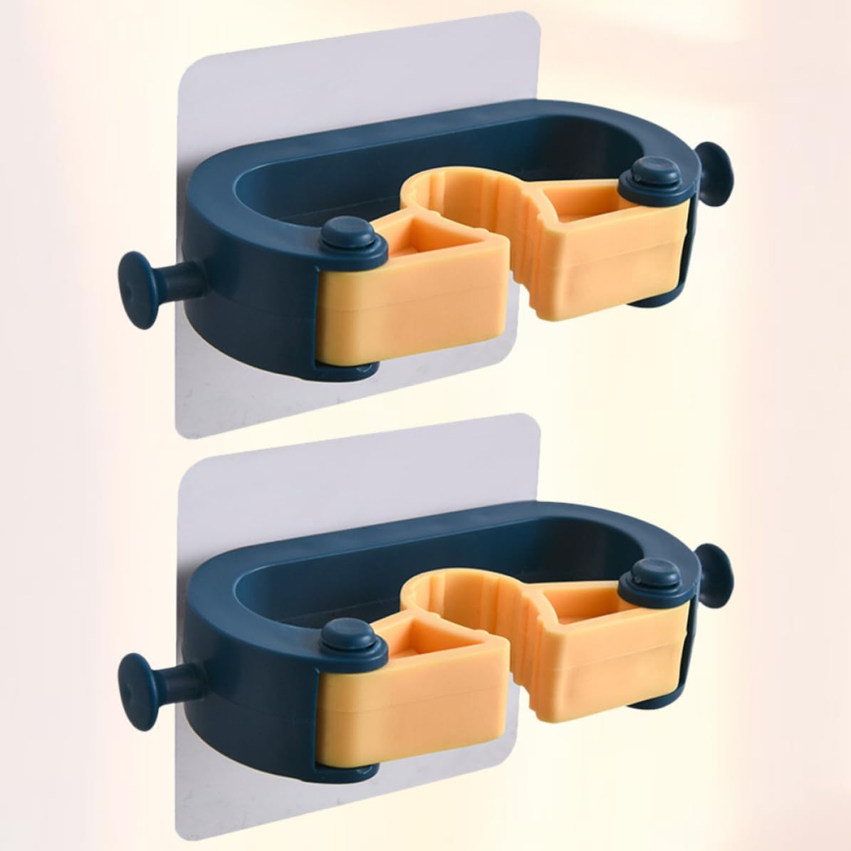  Healeved Support Mural Porte-balai Autocollant 2pcs En Abs Résistant Sans Poinçon Cuisine Et Buanderie, Organiseur Pratique Pour Balais Et Outils De Nettoyage