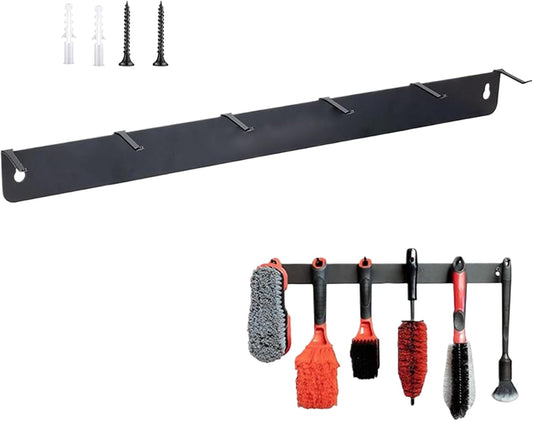  Générique Porte-Brosses De Détail - Porte-Brosses De Détail Murale à Crochets - Rack Compact Pour Outils Garage Atelier Maison Auto Nettoyage Roues Boîte à Outils Détaillants