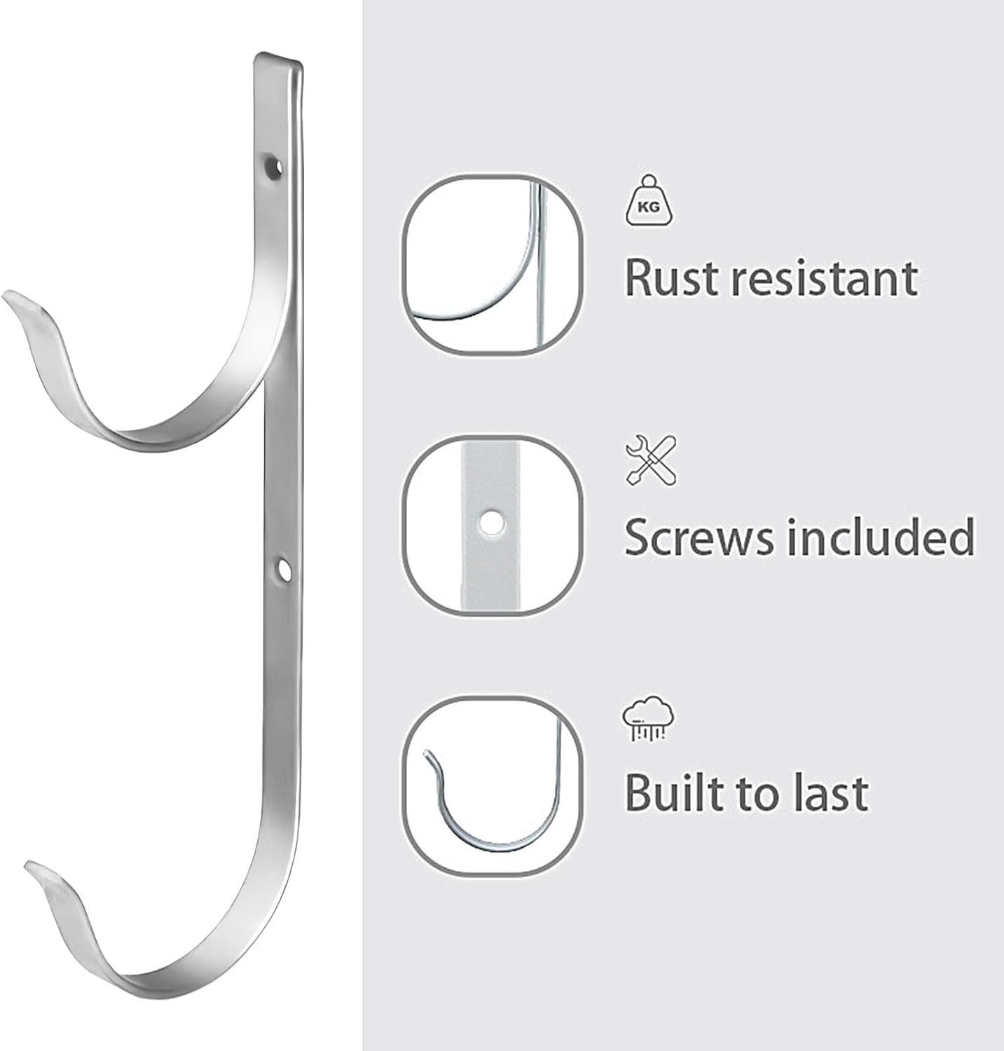  Porte-Outils De Piscine | Robuste En D'Aluminium | Support Équipement Bassin - Pour Râteaux Épuisettes Filets Brosses Outils, Accessoires Mur Rampe Perches Télescopiques Tuyaux