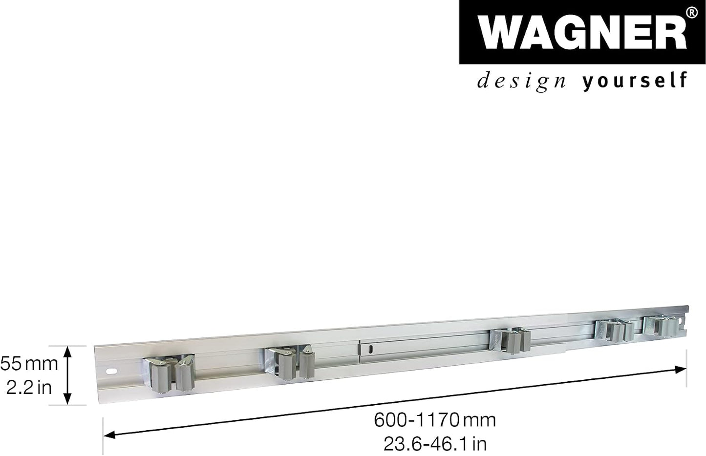  WAGNER Support D'appareils CLIPS & RAIL EXTENSIBLES - 600-1170 X 55 Mm, 5 Clips 52 X 52 X 38 Mm, En Aluminium, Pour Appareils Ø Max. 3 Cm, Capacité De Charge Jusqu'à 2 Kg/clip - 15204611