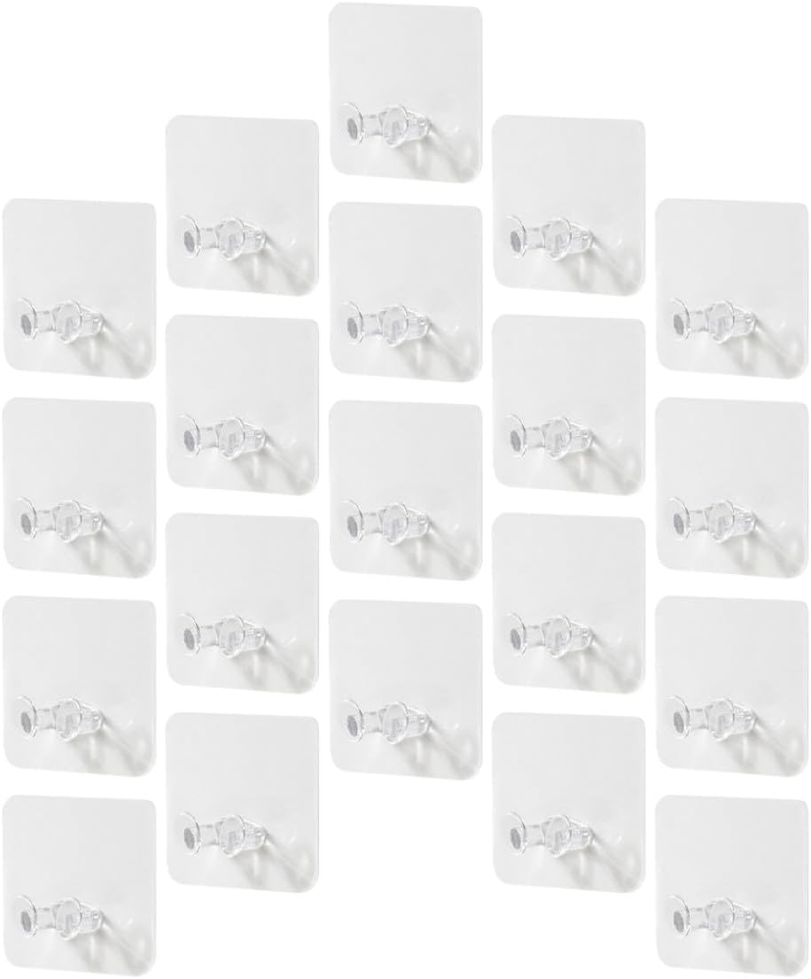  Ciieeo Crochets Adhésifs Muraux Sans Perçage 20Pcs En Plastique Pour Organiser Câbles Et Prises, Support Multifonctionnel Transparent Maison