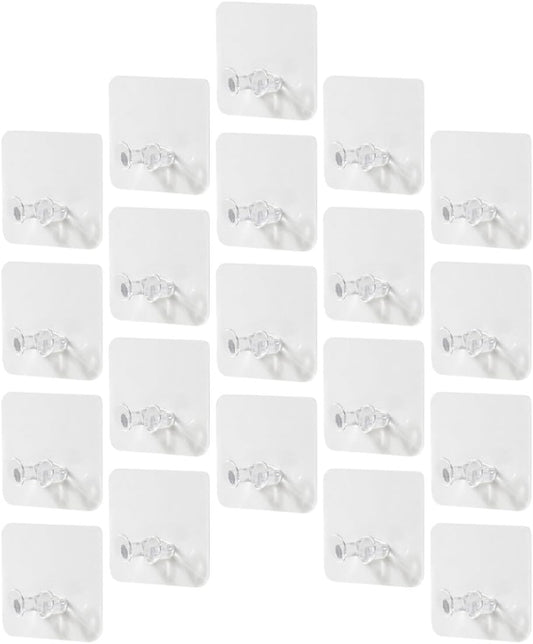  Ciieeo Crochets Adhésifs Muraux Sans Perçage 20Pcs En Plastique Pour Organiser Câbles Et Prises, Support Multifonctionnel Transparent Maison