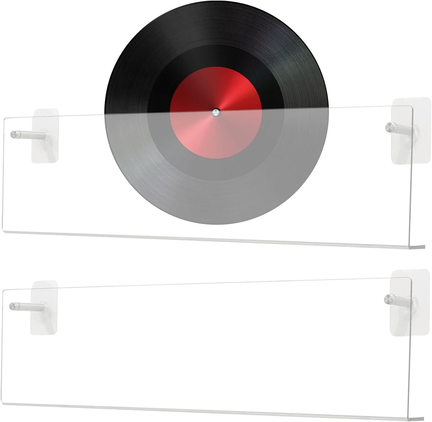  Présentoir à Disques | Étagère Murale En Acrylique Transparent 2 Pièces,Organisateur Et Support D'Affichage Pour Disques Sans Perçage,Pour Salon Chambre Appartement Adolescents Et Adultes Livres Carne