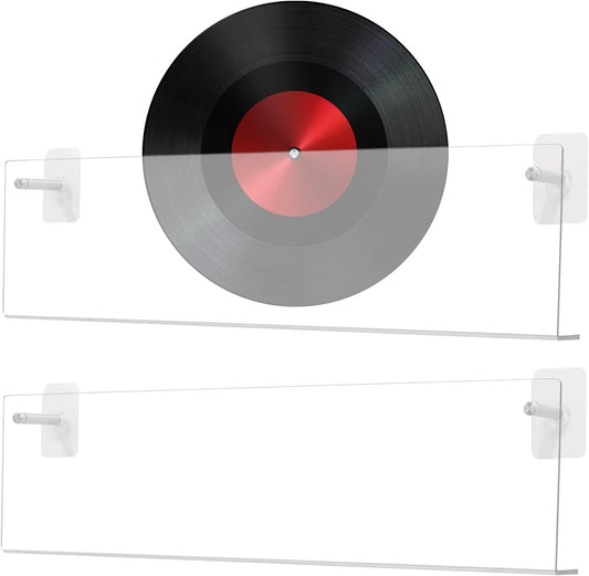  Présentoir à Disques | Étagère Murale En Acrylique Transparent 2 Pièces,Organisateur Et Support D'Affichage Pour Disques Sans Perçage,Pour Salon Chambre Appartement Adolescents Et Adultes Livres Carne