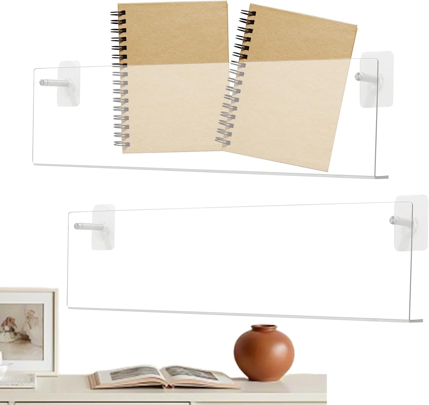  Présentoir à Disques | Étagère Murale En Acrylique Transparent 2 Pièces,Organisateur Et Support D'Affichage Pour Disques Sans Perçage,Pour Salon Chambre Appartement Adolescents Et Adultes Livres Carne