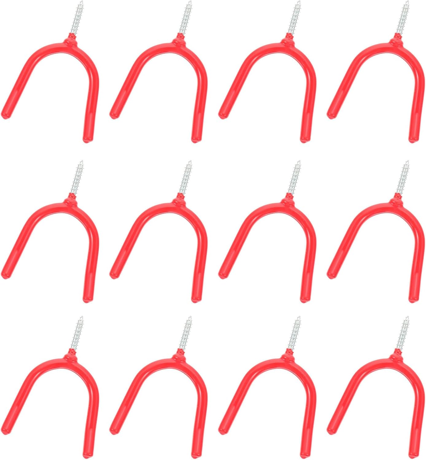  Ciieeo Crochets Multi-usages En Acier Revêtement Vinyle Rouge, Forme Y Double Crochet, Lot De 16 Pour Rangement Garage Et Porte-serpillière Robuste