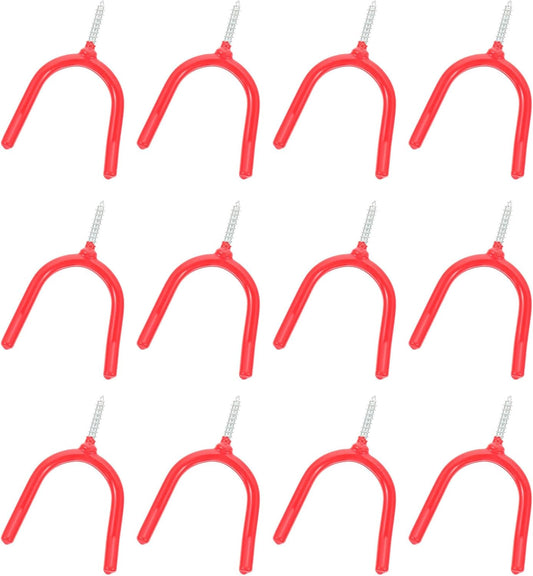  Ciieeo Crochets Multi-usages En Acier Revêtement Vinyle Rouge, Forme Y Double Crochet, Lot De 16 Pour Rangement Garage Et Porte-serpillière Robuste