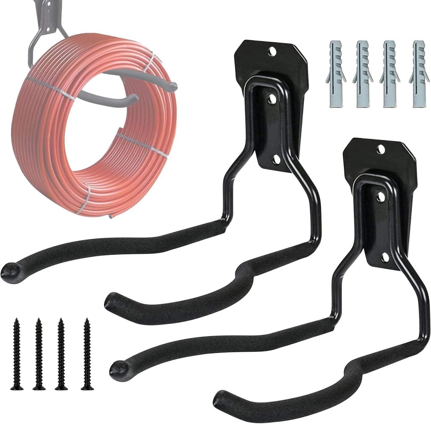  Générique Crochets Mural Garage | Porte-Outils Noir Antirouille - Jardin,Organisateur Polyvalent Gain De Place Avec Crochets Pour Système De Rangement Mural De Garage