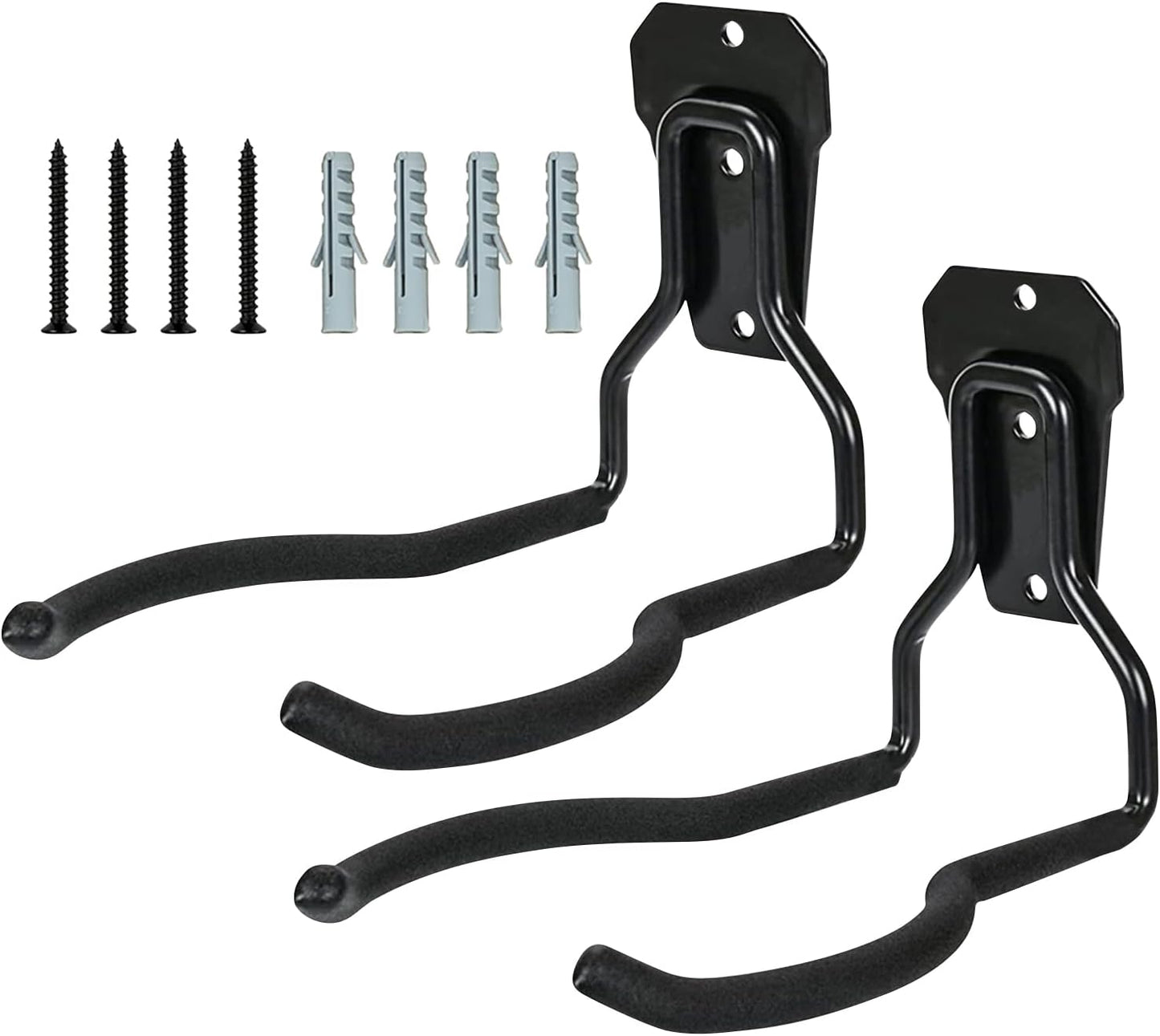  Générique Cintres De Rangement Garage - Support D'Outils Noir Antirouille | Jardin | Organisateur Polyvalent Gain De Place Avec Crochets Pour Système De Rangement Mural De Garage