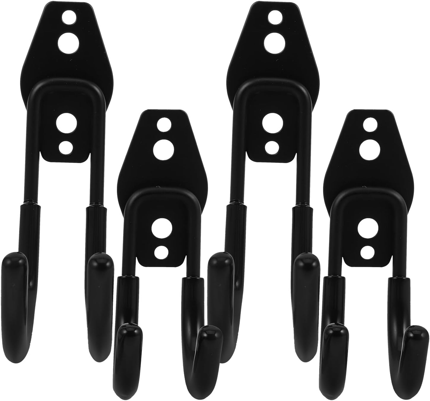 Gatuida Lot De 4 Crochets Métalliques Robustes Noirs Pour Garage Supports Muraux Lourds Avec Revêtement Antidérapant Crochets De Rangement Polyvalents Pour Outils Vélos Et Échelles