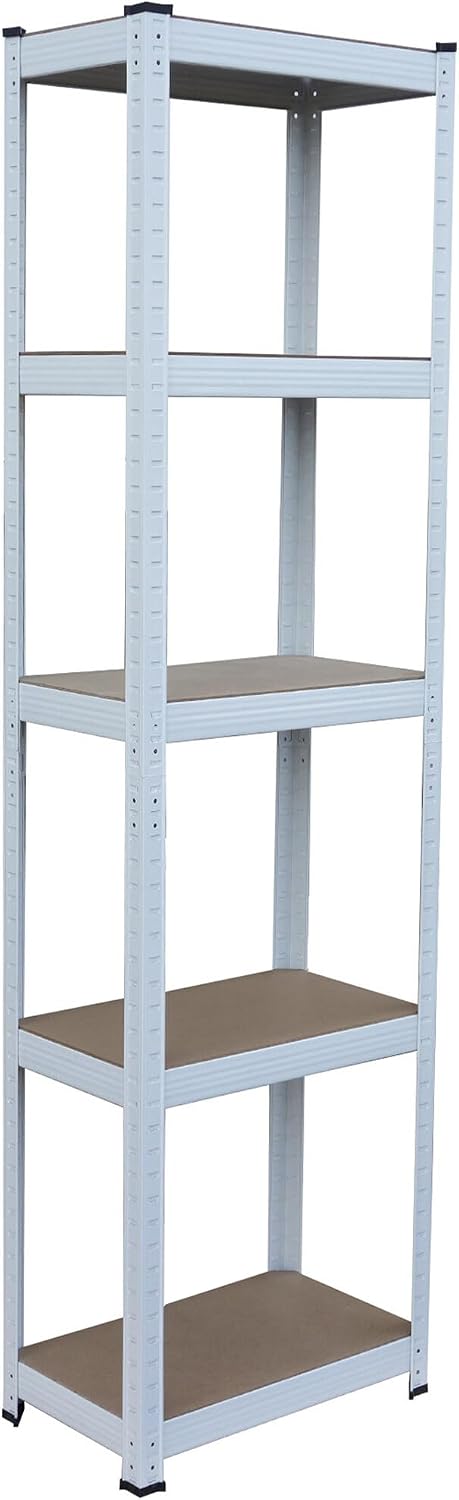  Relaxdays Étagère Lourde 875 Kg, 5 Niveaux, Emboîtable, Blanc/Marron, 60x100x200 Cm Pour Cave Et Garage