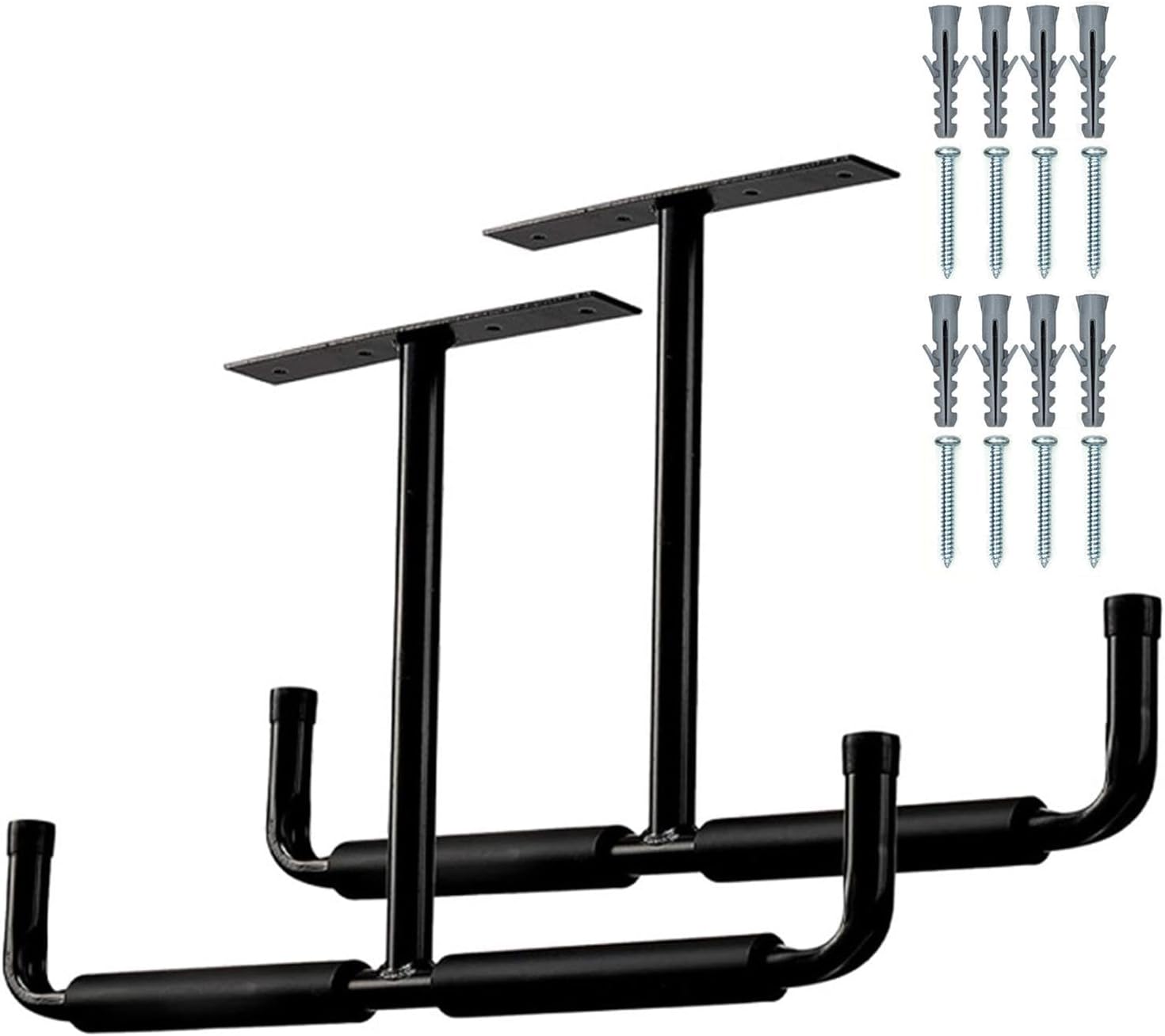  Racks De Rangement Pour Plafond De Garage,2 Pièces En Métal Robuste En T - Kit À Crochets Suspendus Garage,Pour Échelle, Bois, Équipements Sportifs, Pelles, Cannes À Pêche, Skis, Cave, Abri De