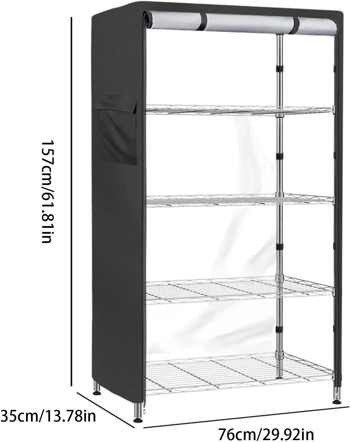  Generisch Housse De Rack En Fil Avec Fermeture éclair, Protection Pour étagère, 61,81 X 29,02 X 13,78 Pouces, Housses De Rangement De Protection Pour L'organisation De Base De Garage De Cuisine Et La