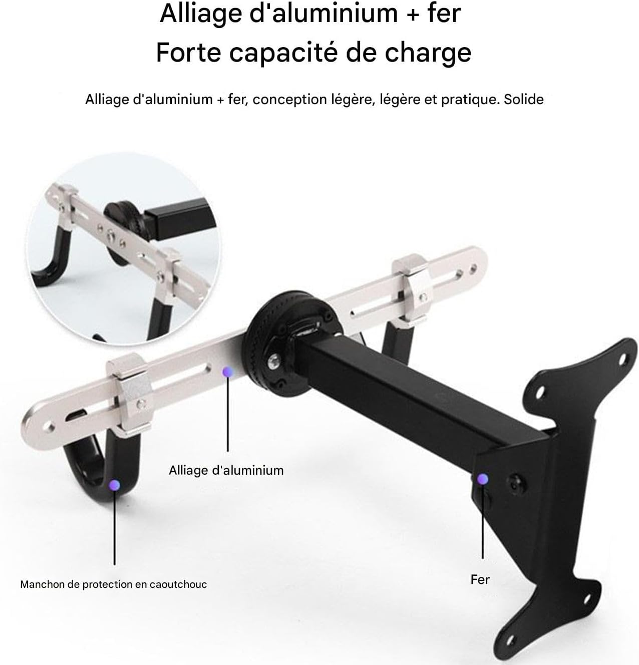  Support Vélo Mur | Support Horizontal Pour Vélo | Organisateur Porte-Manteau Réglable Robuste Pour Atelier Exposition Rangement Intérieur Organisation Et Gain De Place à La