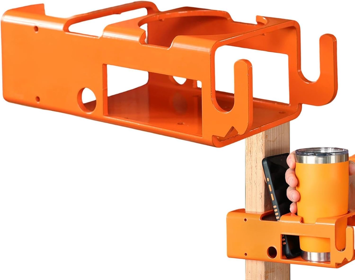  Job Rack, Heavy Duty Storage Bracket System With Utility Hook Organizer Unit Steel Frame Mounting Tool Station, Phone Slot Drink Holder Design, For Garage Workshop Construction Site Use