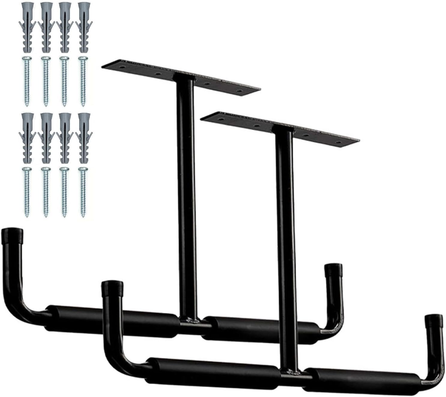  Générique Rack De Rangement Suspendu Pour Garage,2 Pièces Supports Organisateurs En T | Stockage Au Plafond Du Garage,Pour Vélo, Échelle, Bois, Pelles, Perches, Cannes À Pêche, Skis, Sous-Sol,