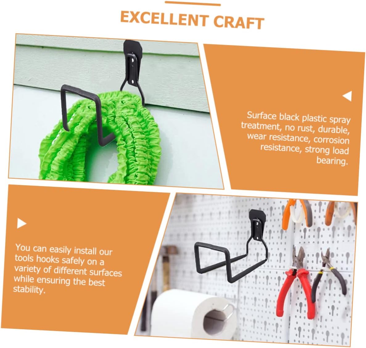  Jojofuny 2pièces Crochets De Garage Pour Outils Et Rallonges Électriques Supports Muraux De Rangement Résistants Adaptés à Diverses Surfaces