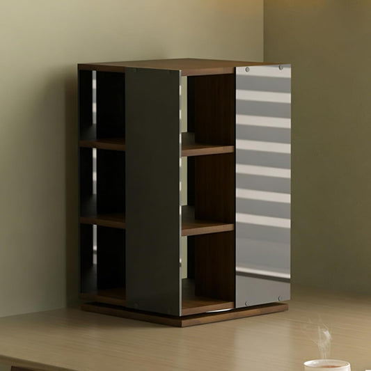  Tour De Rangement Rotative Pour CD, DVD, Disque Vinyle, Design Rotatif à 360°, Rangement Ouvert Sur Les 4 Côtés, Capacité De 120 CD, Compartiment Unique 14 X 14 Cm (couleur Noyer)