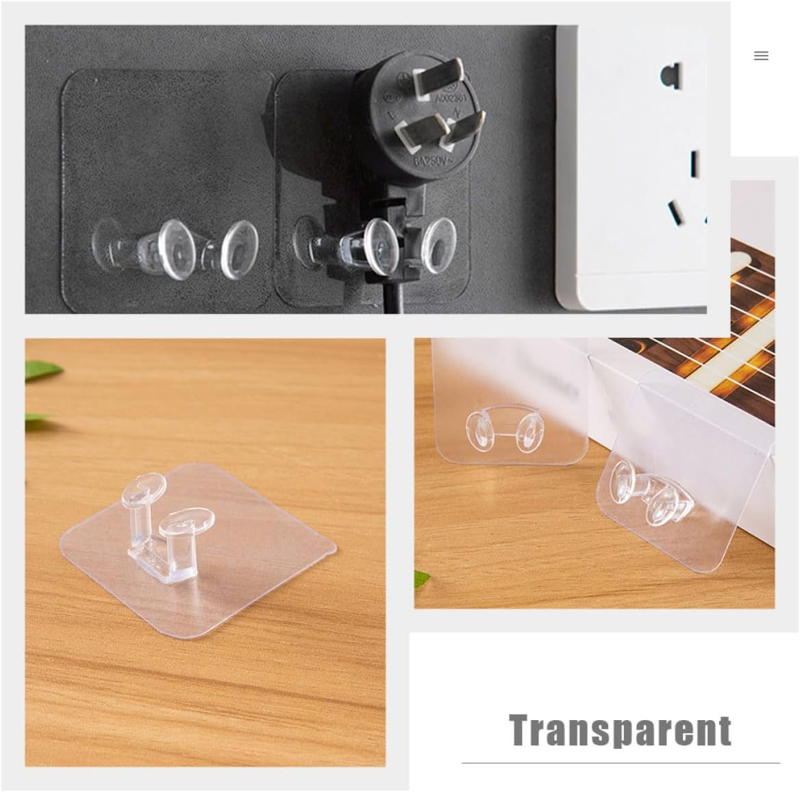  Ciieeo Crochets Adhésifs Muraux Sans Perçage 20Pcs En Plastique Pour Organiser Câbles Et Prises, Support Multifonctionnel Transparent Maison
