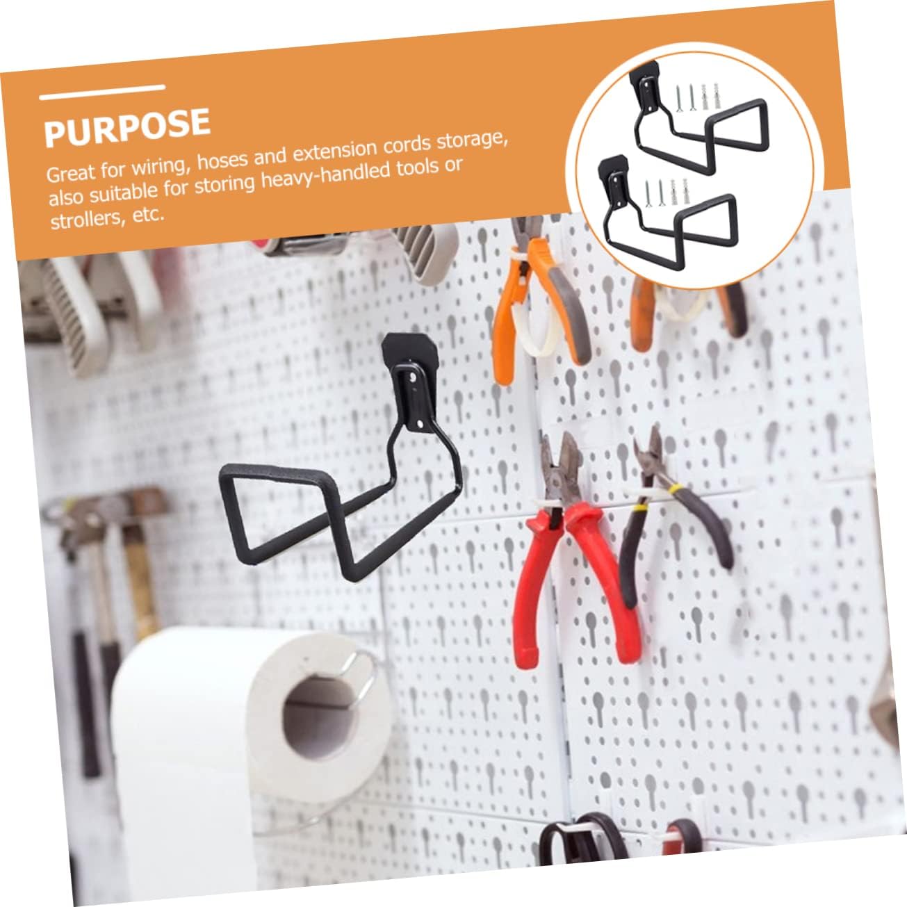  Jojofuny 2pièces Crochets De Garage Pour Outils Et Rallonges Électriques Supports Muraux De Rangement Résistants Adaptés à Diverses Surfaces