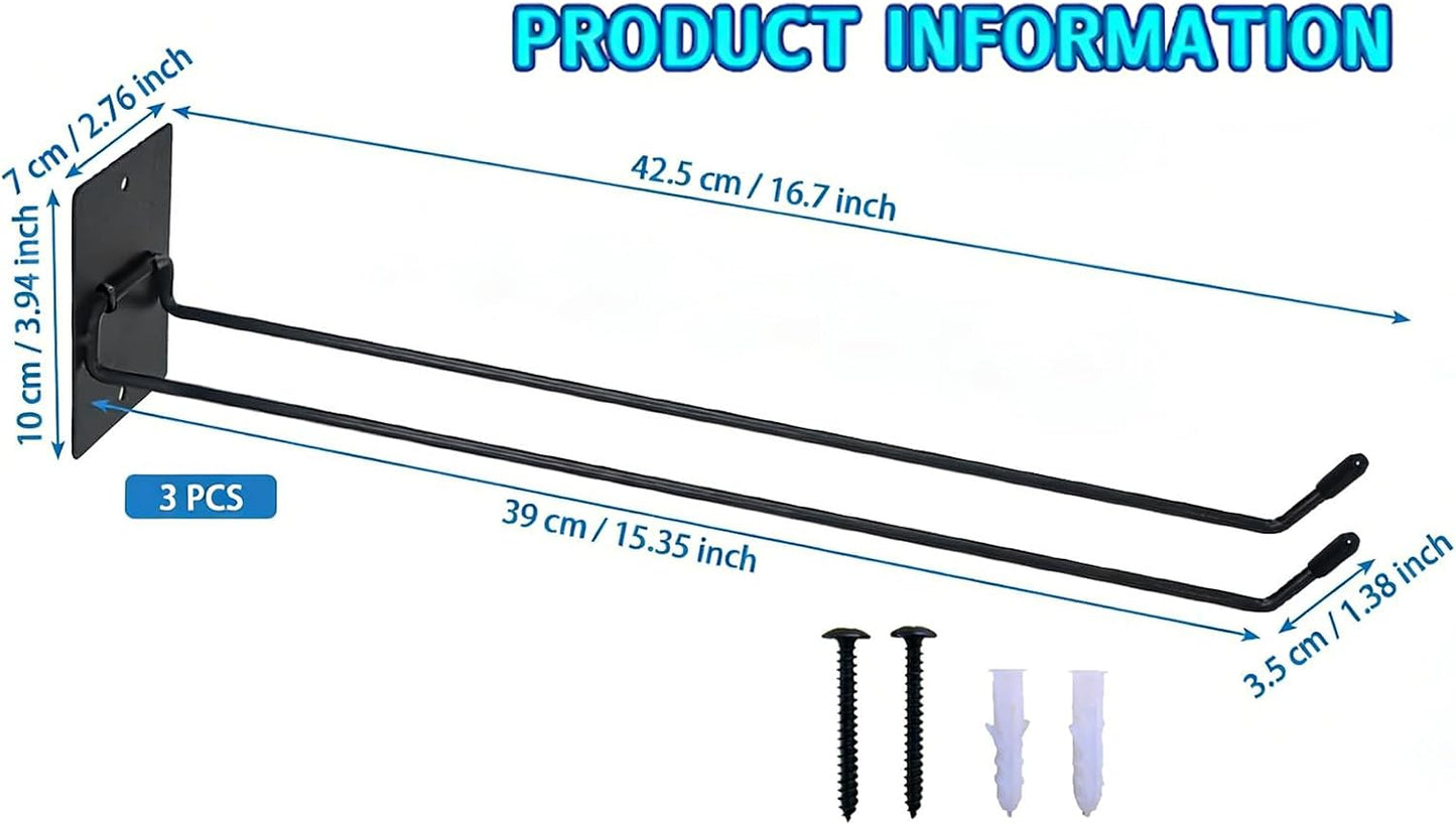  Lot De 3 Crochets Muraux Pratiques En Métal Noir Pour Piscine, Bouées De Natation Et équipement De Jardin
