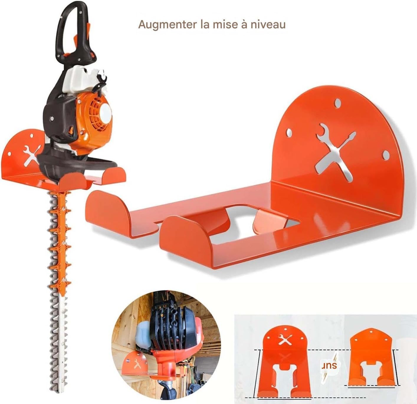  Générique Organisateur D'outils Électriques,Rangement Gain De Place | Porte-Outils Mural Pour Jardin - Pour Tailleuse Haie Tronçonneuse Perceuse Atelier Jardin Remise