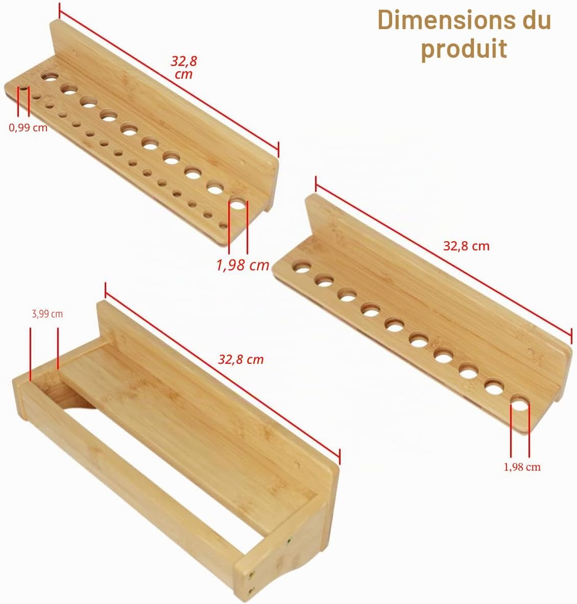  Lot De 3 Supports Muraux Pour Tournevis, Pinces En Bambou, Marteau, Outils De Rangement Pour Garage, Atelier