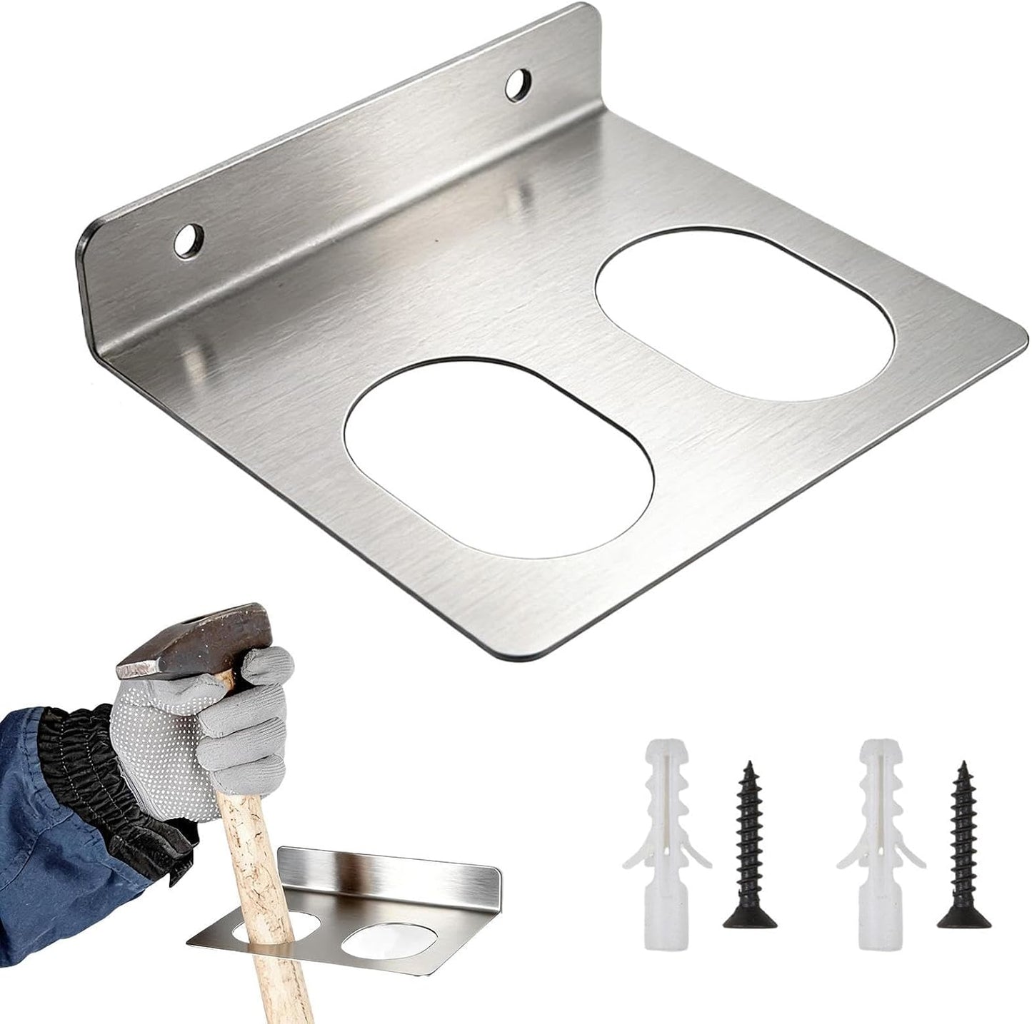 GENERIC Support De Rangement Mural Pour Outils | Organisateur à Double Fente En Acier Inoxydable,avec Vis Pour Outils Montage Mural - Pour Le Travail Du Bois Dans Le Garage Atelier Studio Et Aussi Dans Le