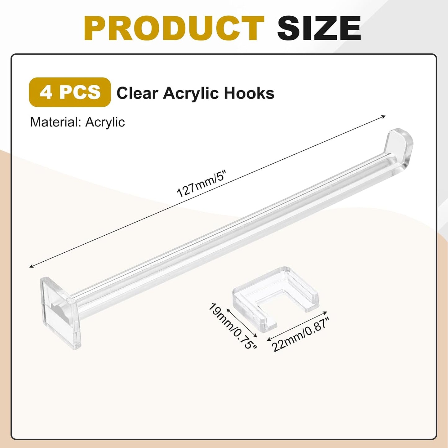  Sourcing Map Lot De 4 Mini Crochets Transparents En Acrylique De 13 Cm Pour étagère De Supermarché, Cintres Transparents Pour Magasins, Expositions, Organisation