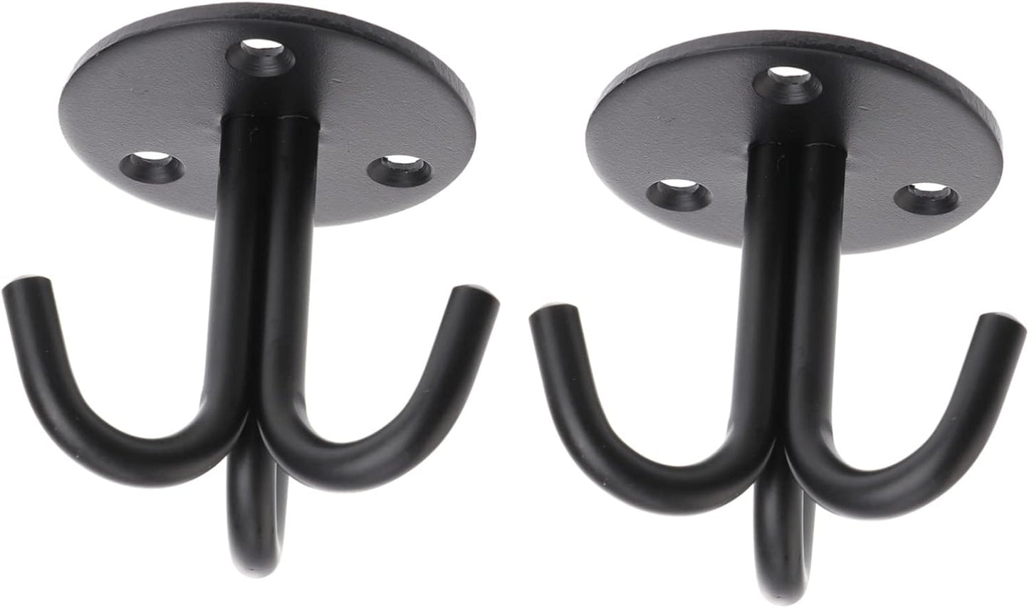  Ciieeo Crochet Support Mural Robuste Et Facile à Installer En Acier Inoxydable 2pcs Noir Suspendre Pour Rangement Plafond Et Décoration D'espace