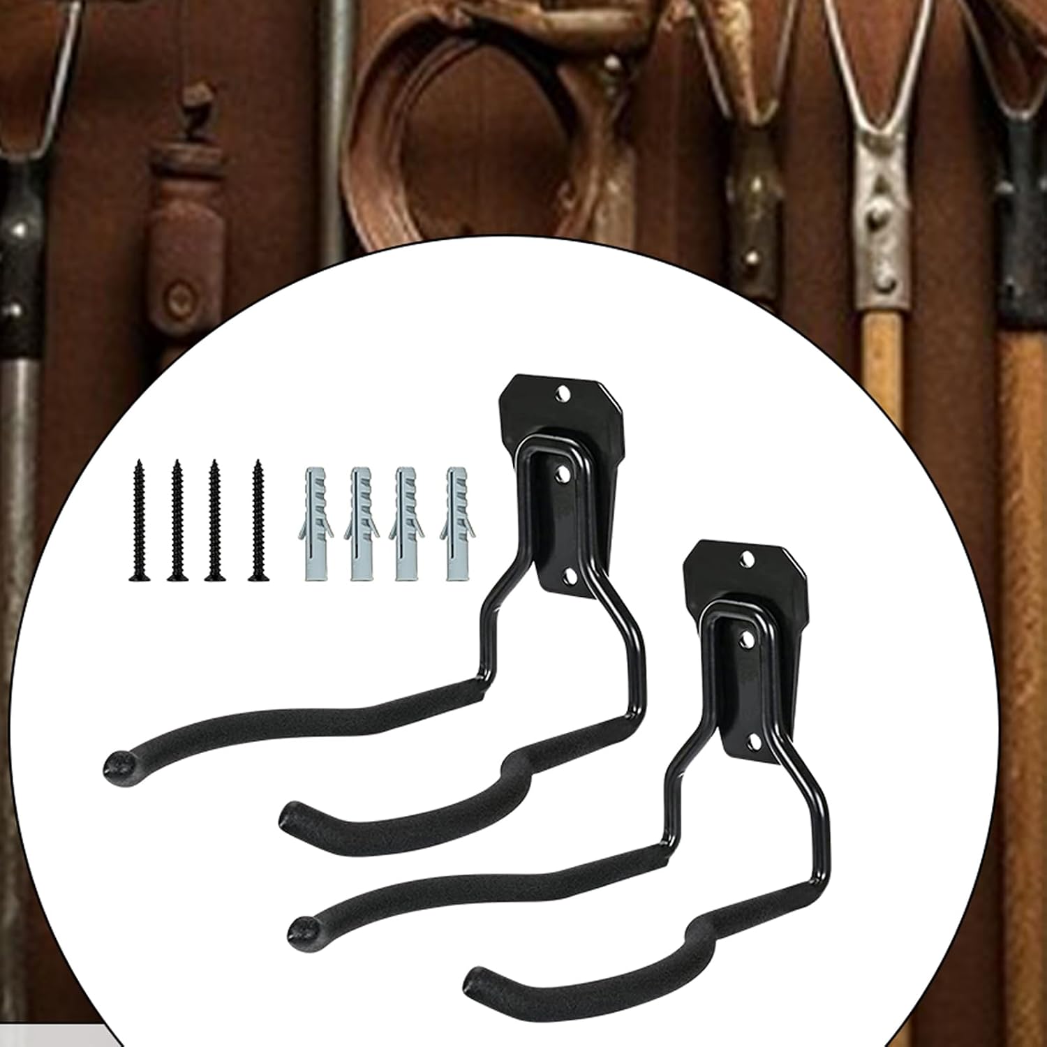  Générique Porte-Outils De Jardin Mural | Noir Antirouille,Jardin - Gain De Place Polyvalent Rangement Atelier Garage Maison Avec Crochets