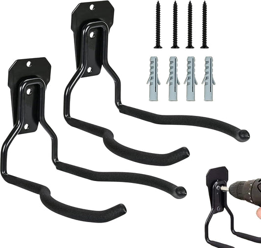  Générique Crochets Mural Garage | Porte-Outils Noir Antirouille - Jardin,Organisateur Polyvalent Gain De Place Avec Crochets Pour Système De Rangement Mural De Garage