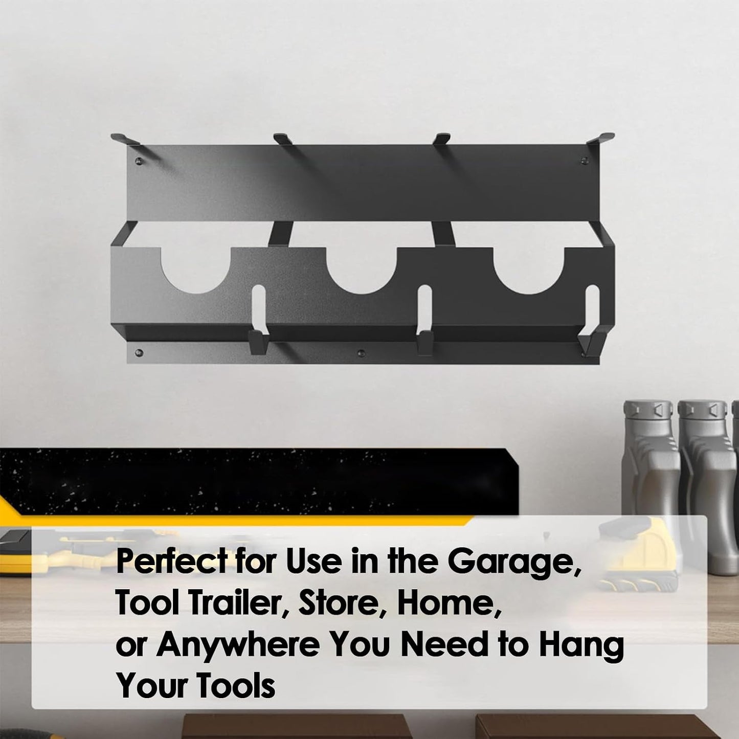 GENERIC Support Mural Pour Meuleuse D'angle - 43 X 18 X 3 Cm - En Acier Noir - Pour Fraises, Polisseuses, Garage, Rangement