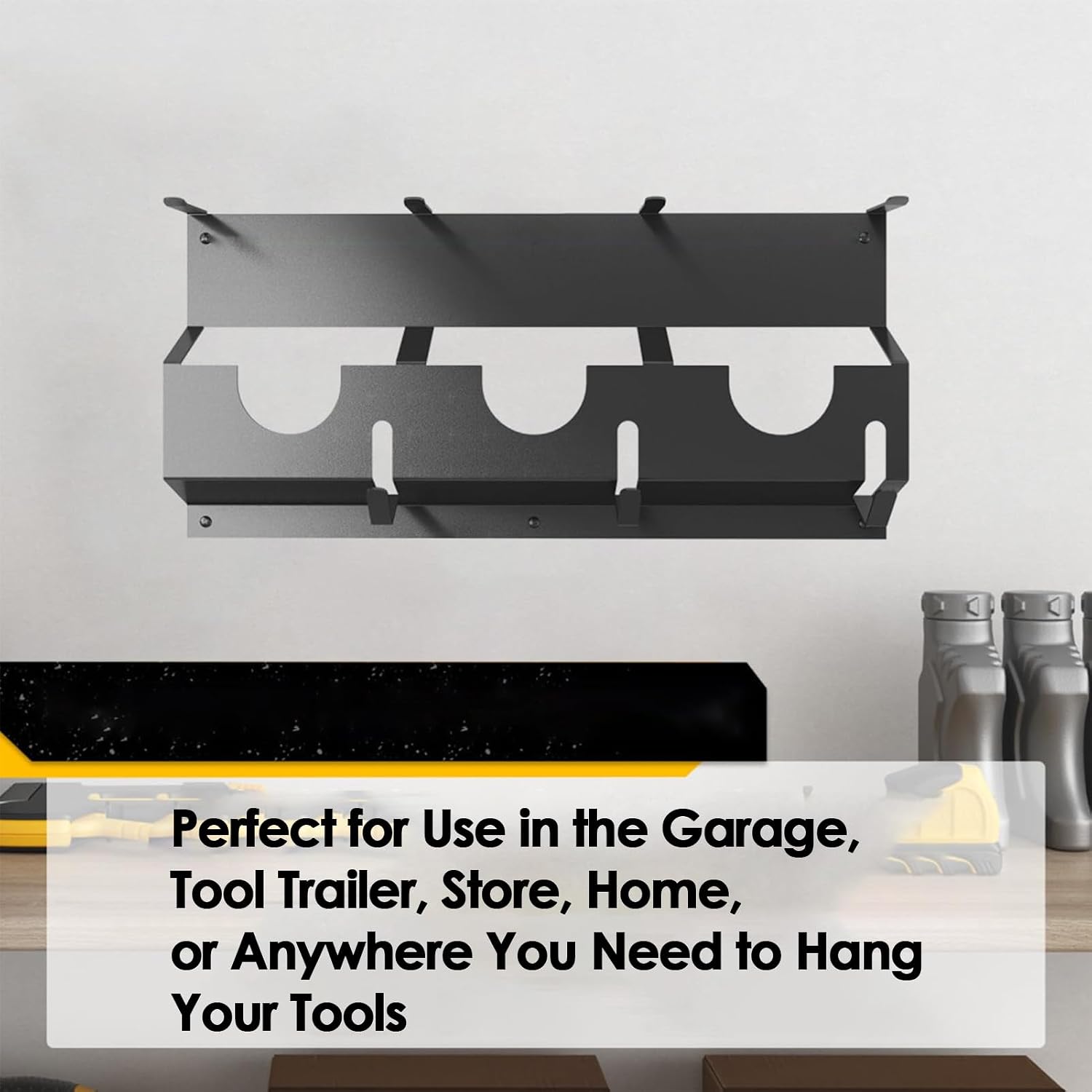 GENERIC Support Mural Pour Meuleuse D'angle - 43 X 18 X 3 Cm - En Acier Noir - Pour Fraises, Polisseuses, Garage, Rangement