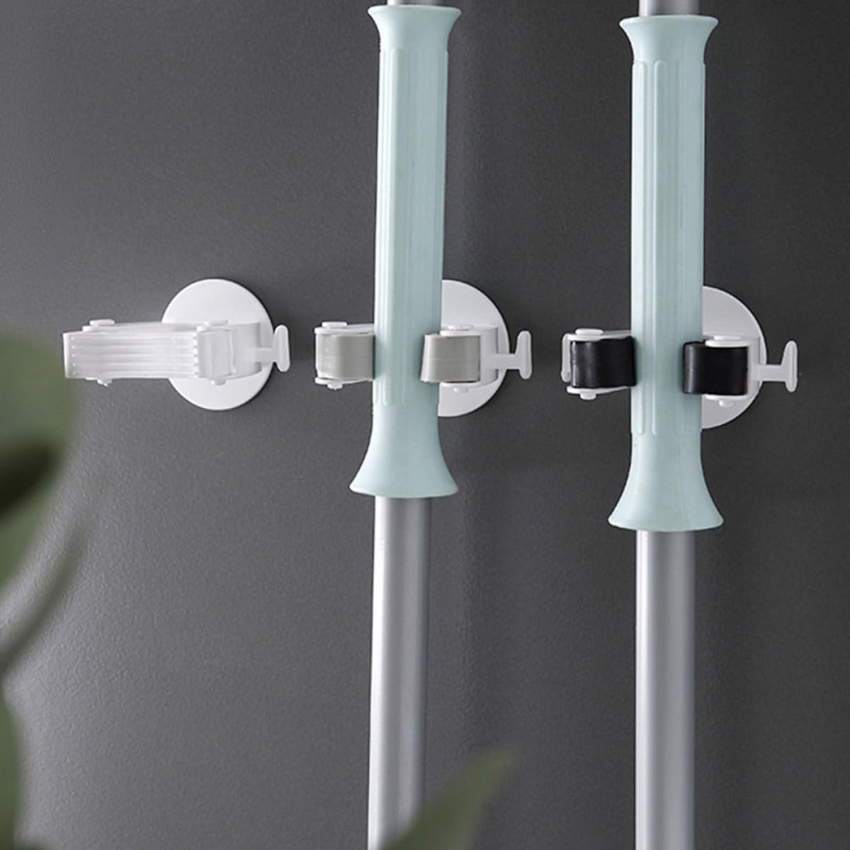  Gatuida 4pcs Crochet De Balai Sans Perçage En Plastique Adhésif Support Mural Lourd Pour Balai Et Parapluie Accessoire Pratique Pour Maison Et Bureau
