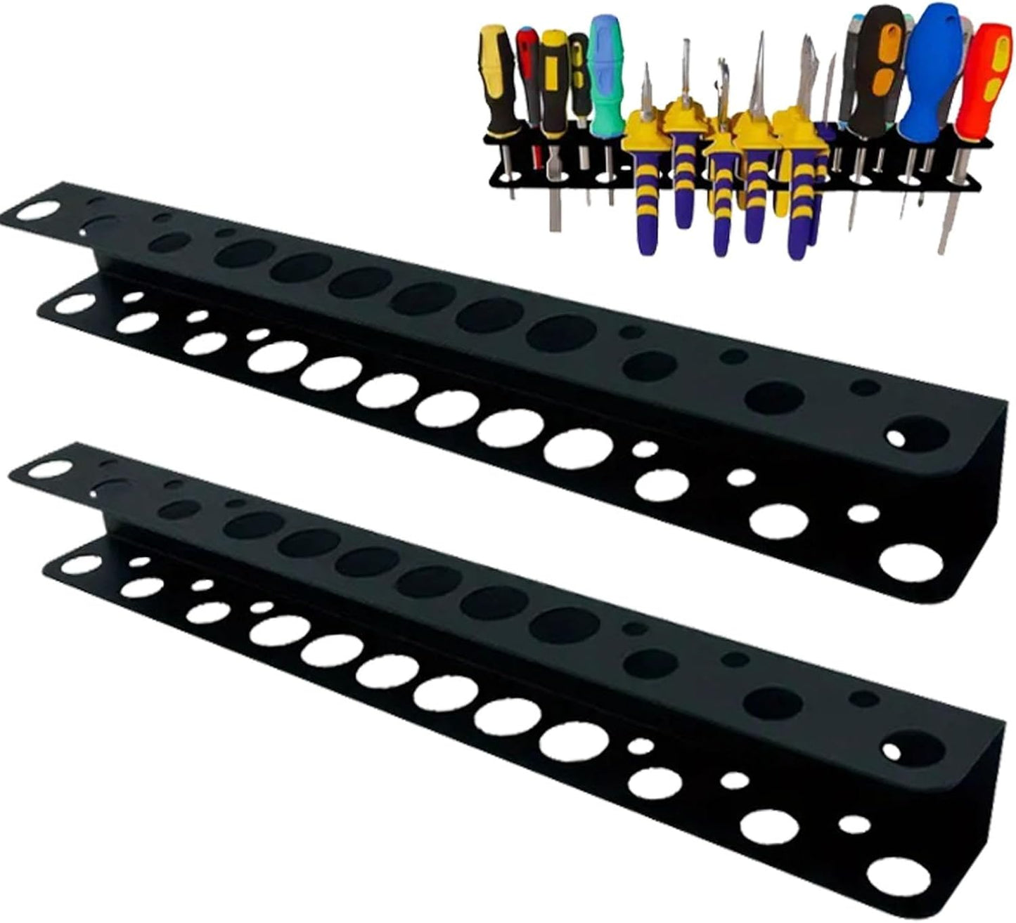 GENERIC Lot De 2 Supports Muraux Pour Tournevis, économiseur D'espace, Support De Rangement Multifonctionnel Pour Clés, Extensions, Cliquets Et Pinces