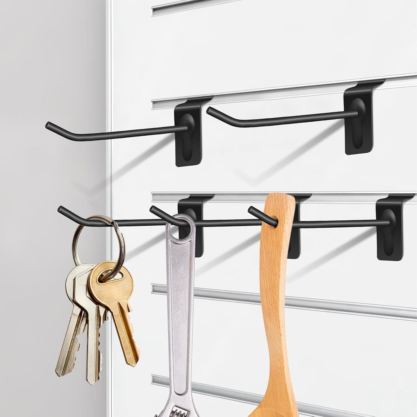  VALICLUD Lot De 20 Crochets De Garage Robustes 10 Cm En Fer Massif Noir Compatibles Panneaux à Lattes, Crochets Suspendre Solide Pour Rangement Atelier, Garage Et Organisation Maison