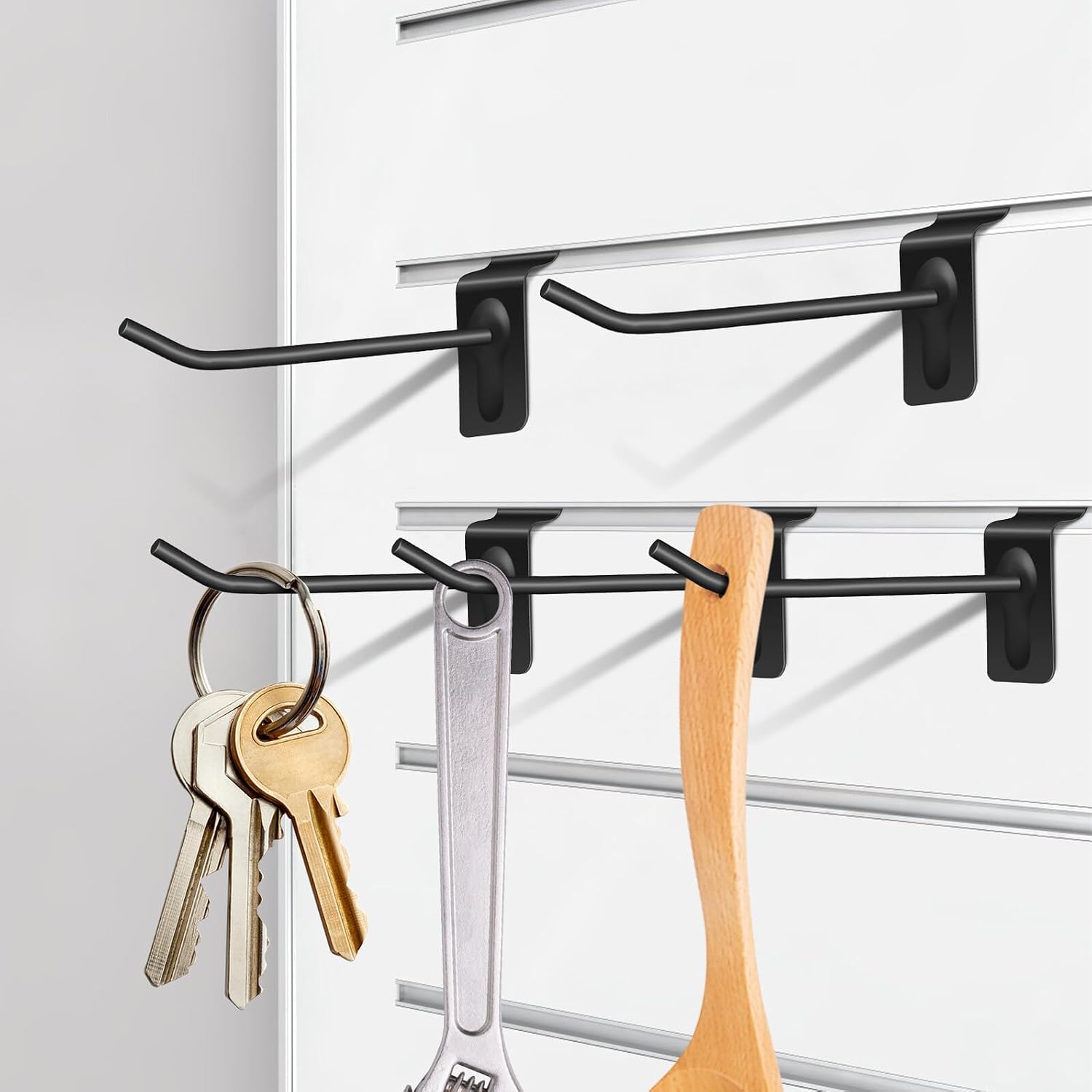 VALICLUD Lot De 20 Crochets De Garage Robustes 10 Cm En Fer Massif Noir Compatibles Panneaux à Lattes, Crochets Suspendre Solide Pour Rangement Atelier, Garage Et Organisation Maison