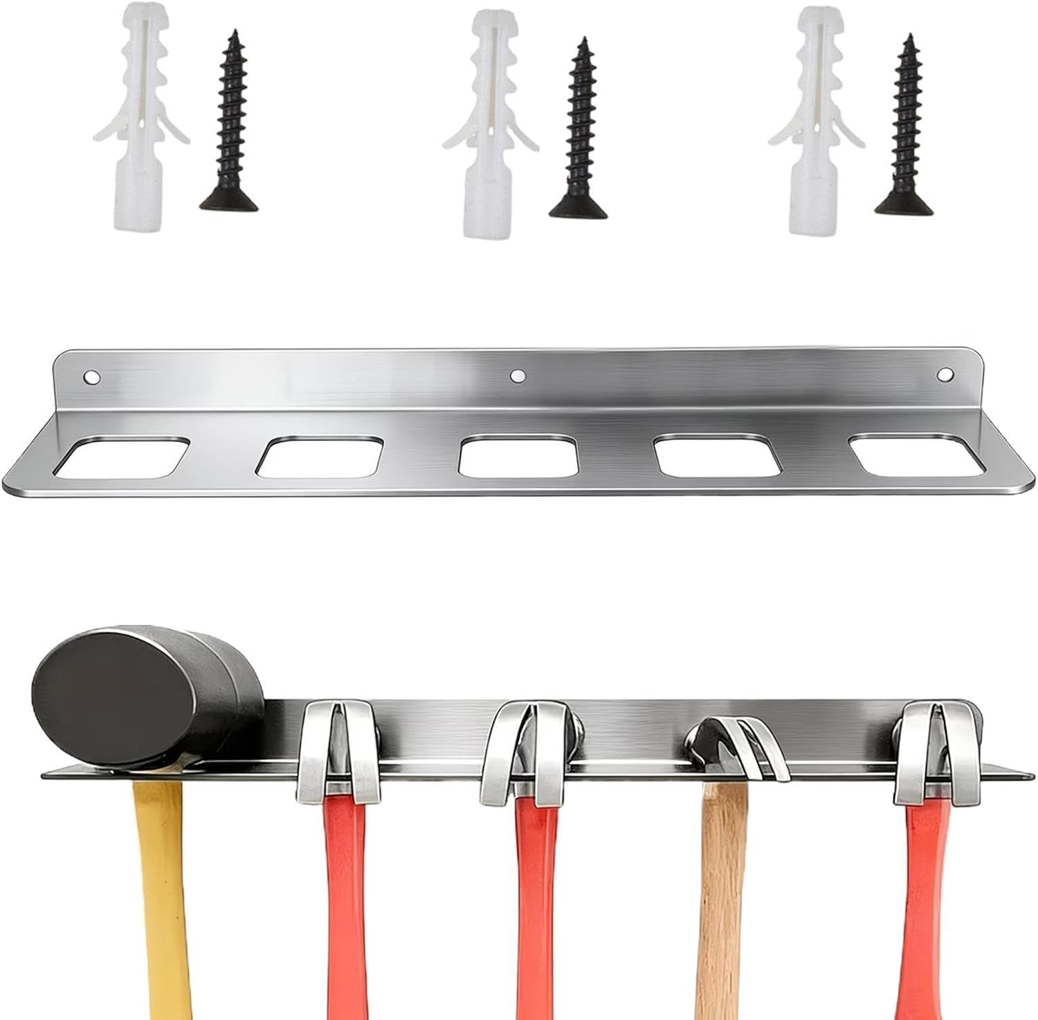  Générique Utility Hammer Holder, Workshop Utility Wall Mount, 17.5 Inches Efficiency With Slot Design, Solid Iron Gear Rail, Storage Device With Modern Finish, Tool Organization For Shed And Factory