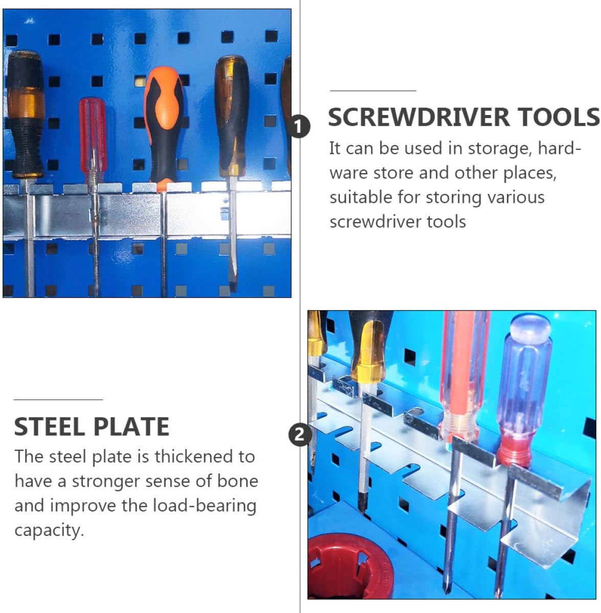  Healvian Support Mural Pour Tournevis En Acier Électroplaqué Antirouille, 12 Trous Pour 12 Outils, Étagère De Rangement Robuste Pour Atelier, Garage Et Espace Industriel, Porte-Outils