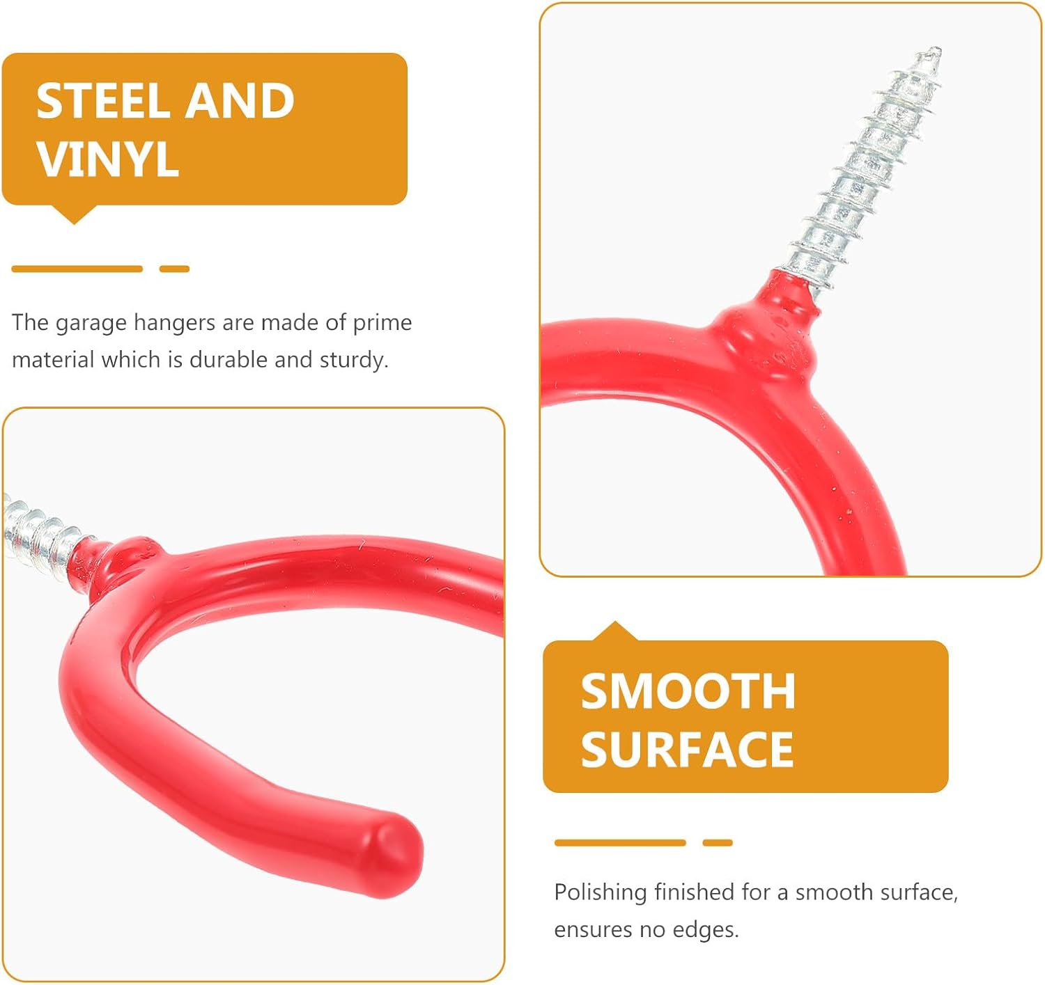  Ciieeo Crochets Multi-usages En Acier Revêtement Vinyle Rouge, Forme Y Double Crochet, Lot De 16 Pour Rangement Garage Et Porte-serpillière Robuste