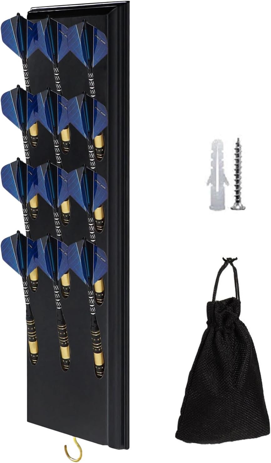 GENERIC Support De Fléchettes En Bois – Support De Présentation Peu Encombrant, Organisateur Mural Avec Sac De Rangement, Design Compact Avec Construction Solide, Accessoire De Salle De Jeux, Organisation De